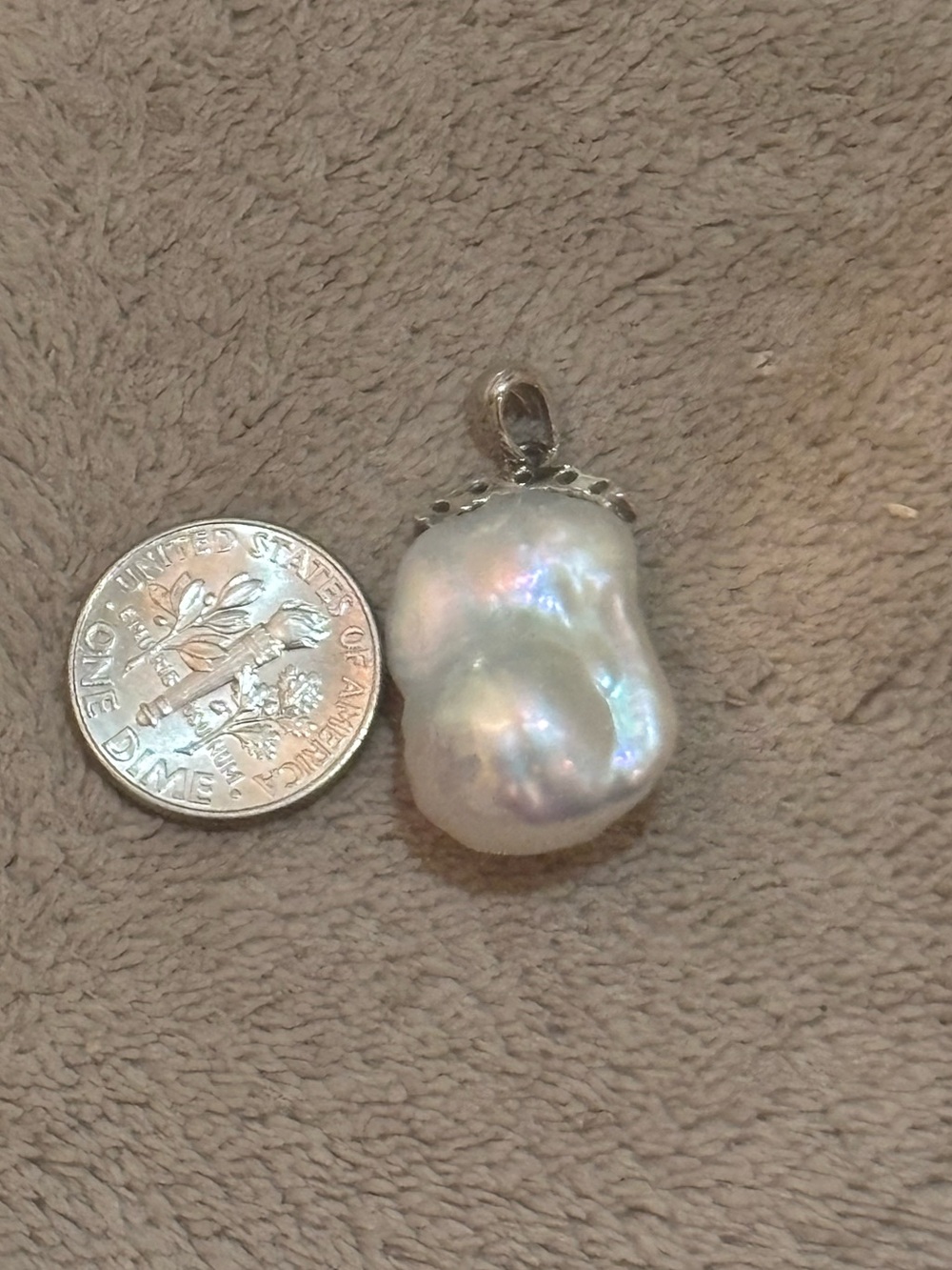 Baroque Freshwater Big King Pearl Pendant with Crystal Accents - Picture 5 of 7